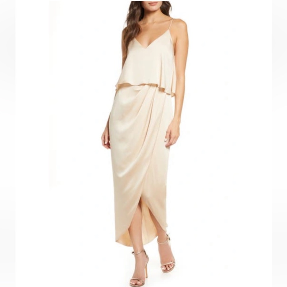 SHONA JOY | Champagne Luxe Frill Tulip Hem Maxi Dress 10